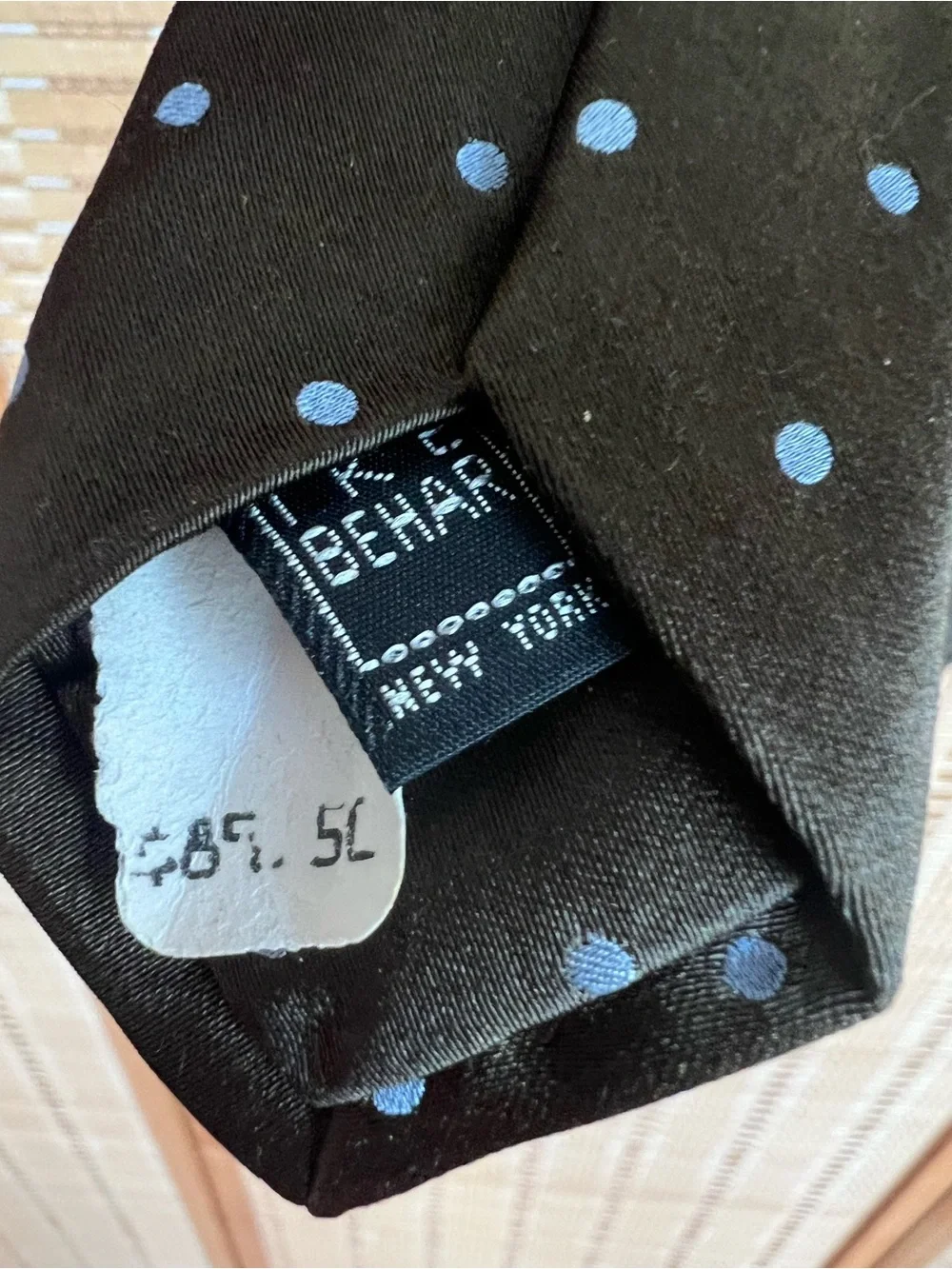 Ike Behar Black Tie with Light Blue Polka Dots